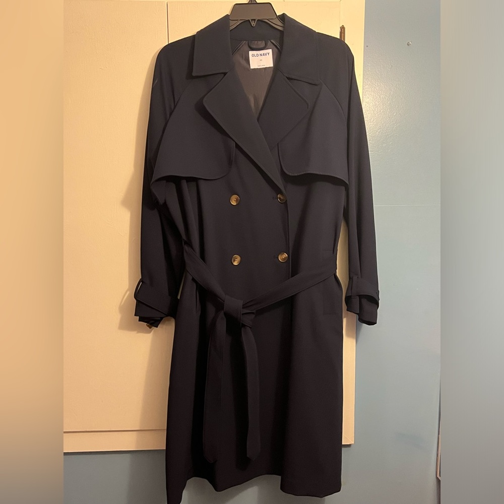 Old Navy- navy blue trench coat size 2X